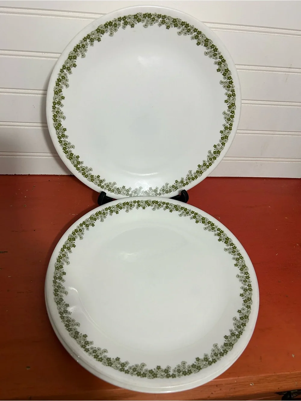 Set of 4 10.5 inch Corelle Green Daisy Spring Blossom Dinner Plates